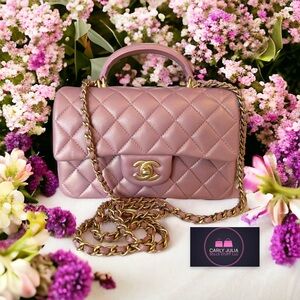 CHANEL 21S Iridescent Mauve Pink Mini Top Handle